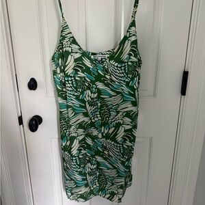 Reformation green printed silk dress